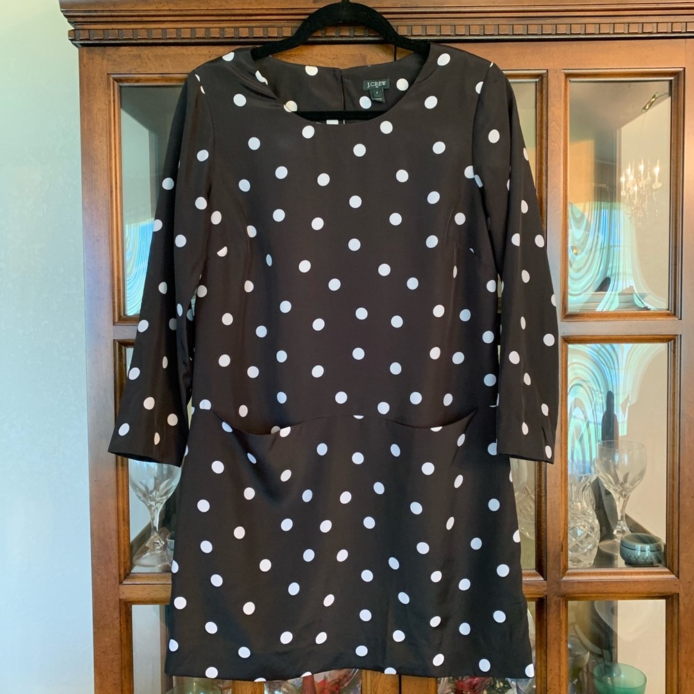 J. Crew 3/4 sleeve polka dot dress